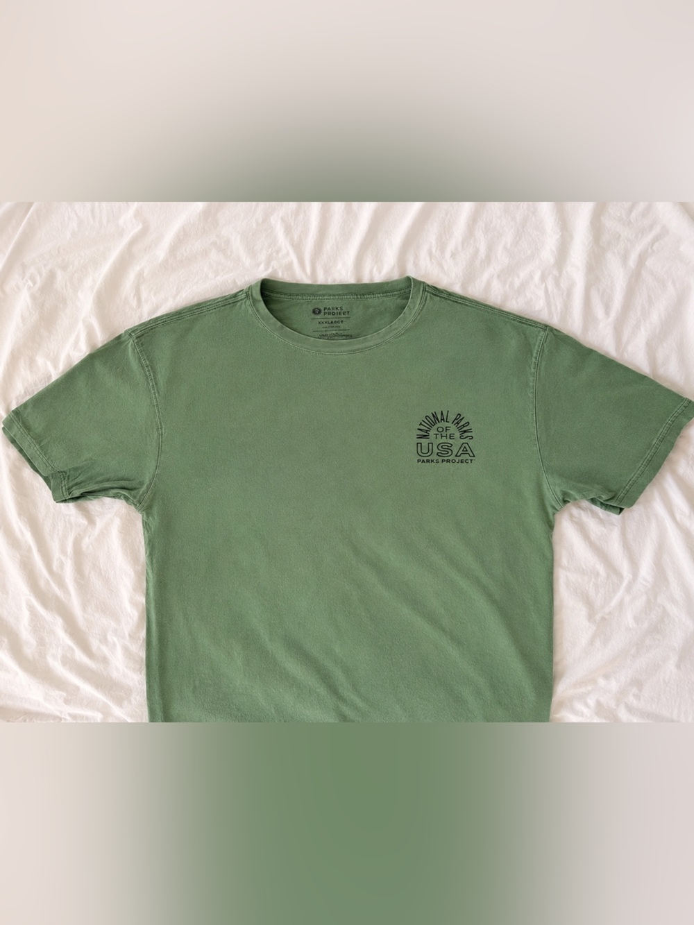 REI Parks Project Sage Green Crewneck T-Shirt with National Parks Graphic